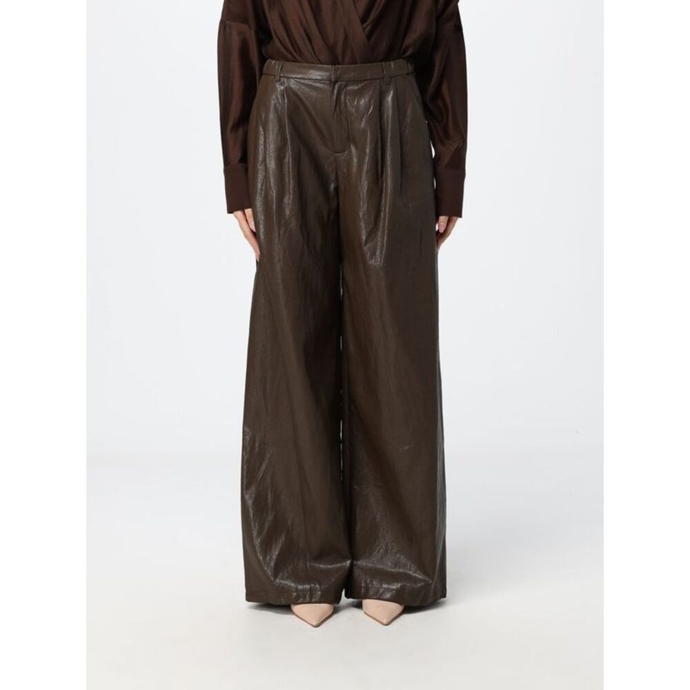 Eleh Women Eleh Faux Leather Wide-Leg Trousers With Pleats